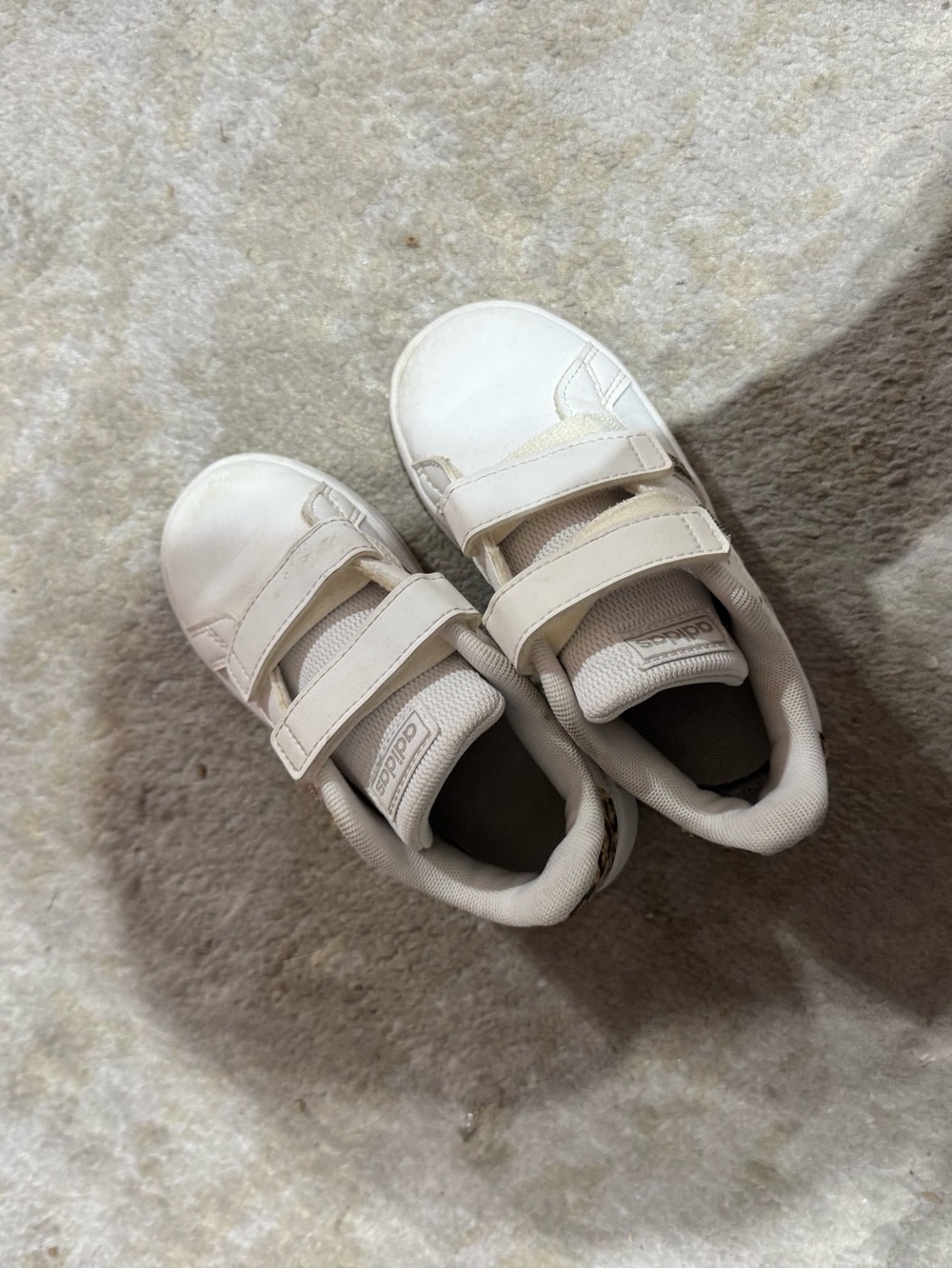 adidas Kids Cream/White Velcro Sneakers